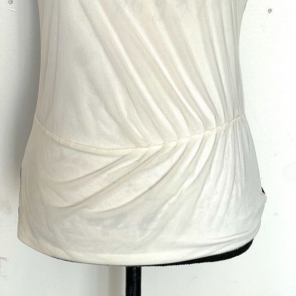 Ann Taylor Womens Blouse Top Sz XS Sleeveless Mesh Ivory Black Stretch Cocktail - Picture 7 of 12